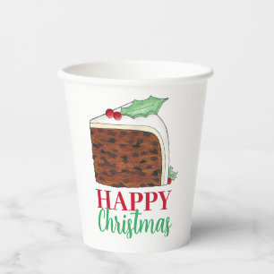 Gobelets En Papier Joyeux Noël Royaume-Uni tranche de gâteau britanni