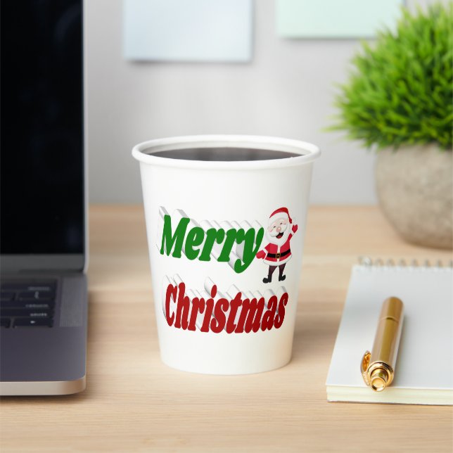 Gobelets En Papier Joyeux Noël typographie du Père Noël (Insitu)