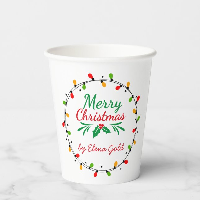 Gobelets En Papier Joyeux Noël vert et rouge (Verso)