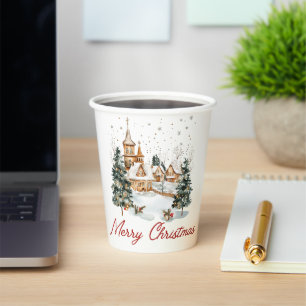 Gobelets En Papier Joyeux Noël Vieux Noël Illustration de Noël