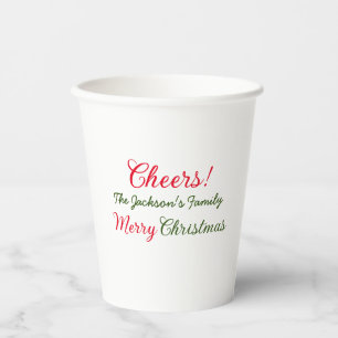 Gobelets En Papier joyeux noël vœux ajoutez nom de famille texte phot