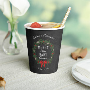 Gobelets En Papier Joyeux petit Baby shower de Noël