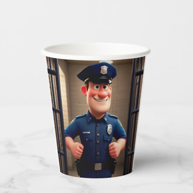 Gobelets En Papier Joyeux policier (Recto)