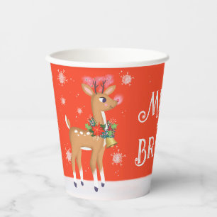 Gobelets En Papier Joyeux Rudolph Reindeer Rouge