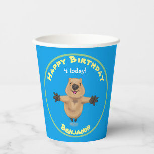 Gobelets En Papier Joyeux sauter quokka dessin animé