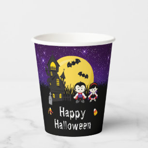 Gobelets En Papier Joyeux Vampires du parti Halloween violet