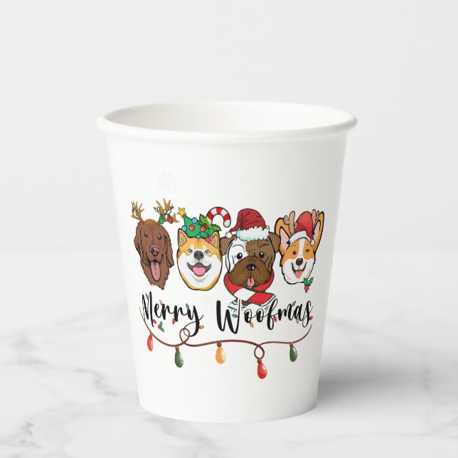 Gobelets En Papier Joyeux Woofmas Typographie Coupe papier (Recto)