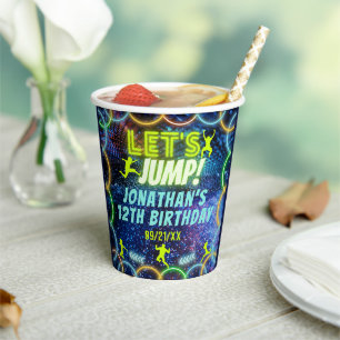 Gobelets En Papier Jump Bounce Trampoline Party Neon Green Glow