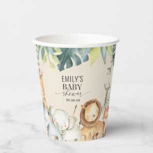Gobelets En Papier Jungle safari animaux mignons baby shower neutre