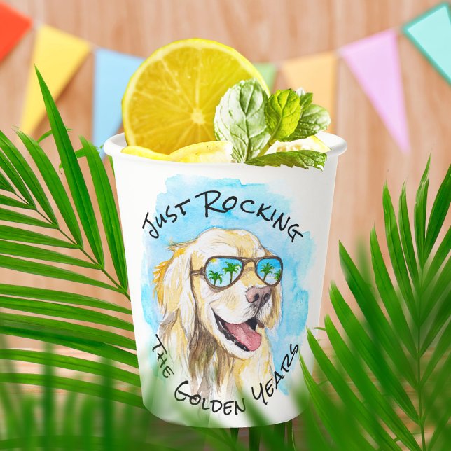 Gobelets En Papier Juste Rocking Les Années D'Or Drôle Pun Retraite (Créateur téléchargé)