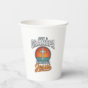Gobelets En Papier Juste un grand-père qui aime Jésus Vintage Cross S