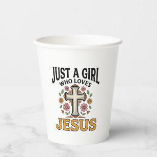 Gobelets En Papier Juste une fille qui aime Jésus Floral Cross Shirt_