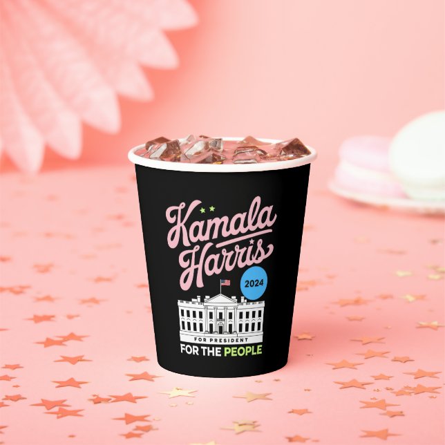 Gobelets En Papier Kamala Harris 2024 Social-démocrate Vote Blue (Insitu)
