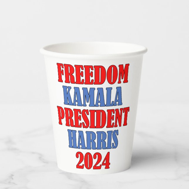 Gobelets En Papier Kamala Harris Coupe papier de liberté 2024 (Recto)