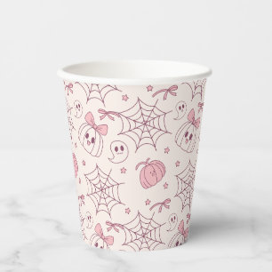 Gobelets En Papier Kawaii Pink Halloween Ghosts & Citrouille (2)