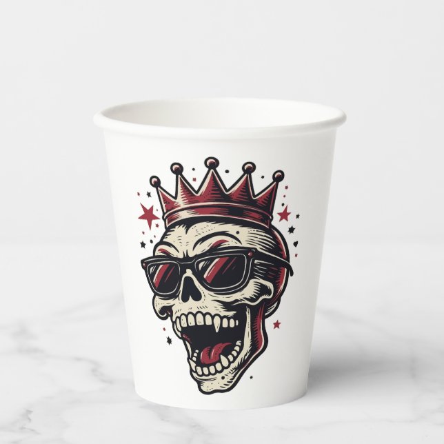 Gobelets En Papier King Rockstar Skull with Sunglasses (Recto)