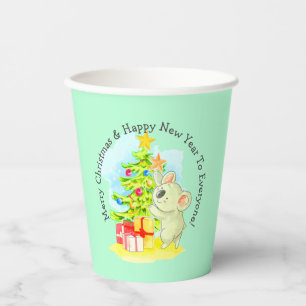 Gobelets En Papier Koala avec arbre, fête de Noël australienne