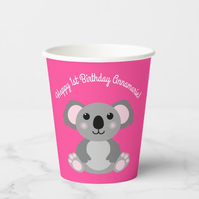 Gobelets En Papier Koala Bear Cute Kid Anniversaire (Recto)