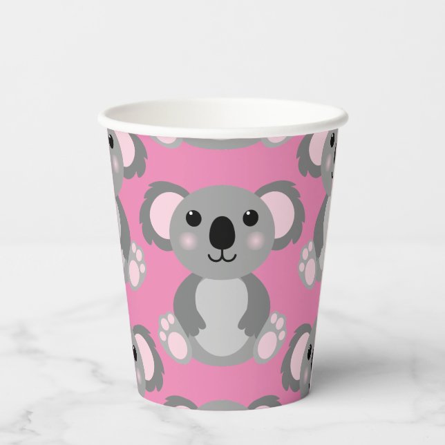 Gobelets En Papier Koala Bear Cute Kid Anniversaire Coupes papier (Verso)