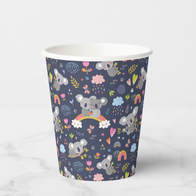 Gobelets En Papier Koala Rainbow Love Motif (Recto)