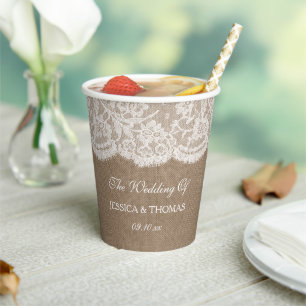 Gobelets En Papier La collection de Mariages Burlap & Lace