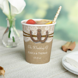 Gobelets En Papier La collection de Mariages Kraft, Lace & Horseshoe