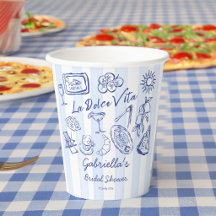 La dolce vita blue stripes Italian bridal shower