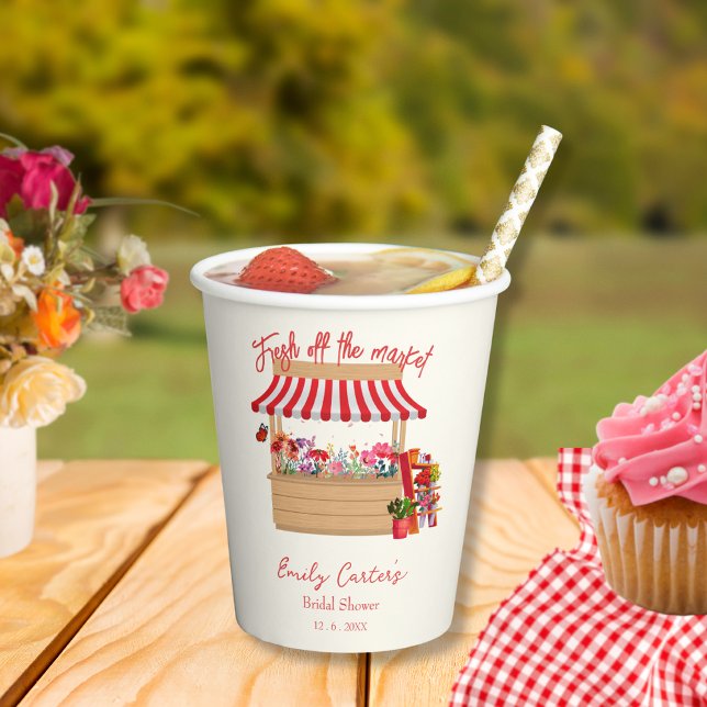 Gobelets En Papier La Fête des mariées du marché de l'agriculteur rus (Créateur téléchargé)