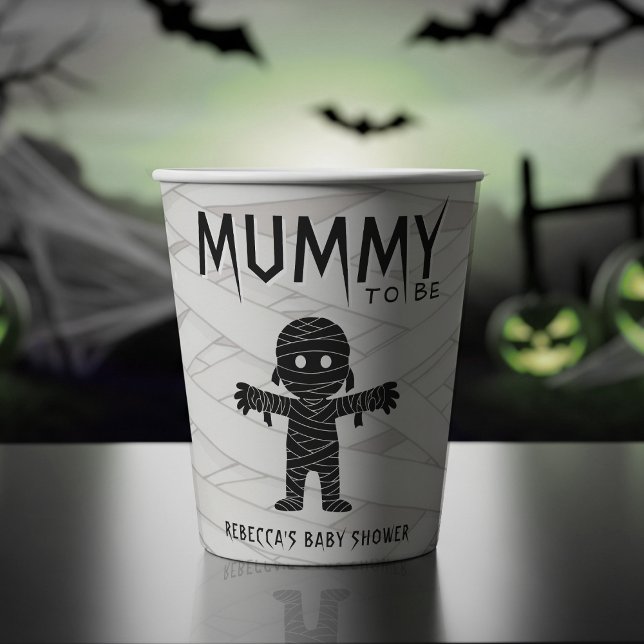 Gobelets En Papier La maman doit être le Baby shower d'Halloween (Mummy to Be Halloween Baby Shower Paper Cups
)