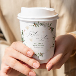 Gobelets En Papier La neige en amour Fête des mariées d'hiver