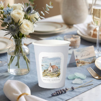 Gobelets En Papier La petite chapelle au bord de la mer Mariage