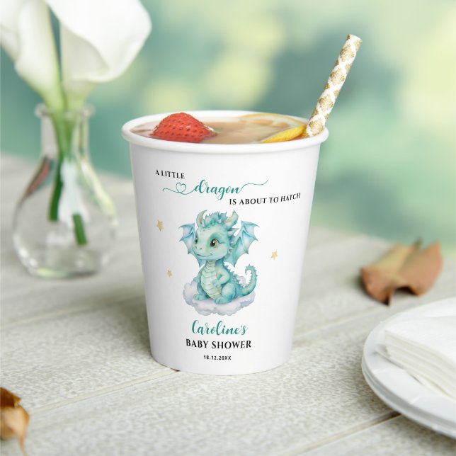 Gobelets En Papier La petite dragonne arrive Bébé Shower (Insitu)