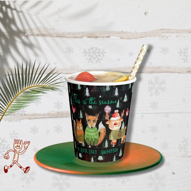 Gobelets En Papier La saison pour rocher des pulls moches (The Season to Rock Ugly Sweaters Paper Cups)