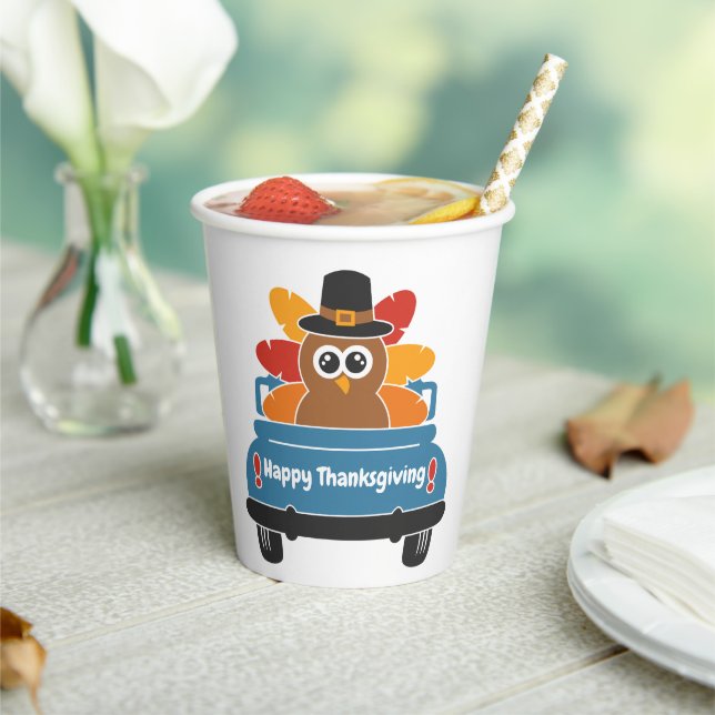 Gobelets En Papier La Turquie En Voiture Thankgiving (Insitu)