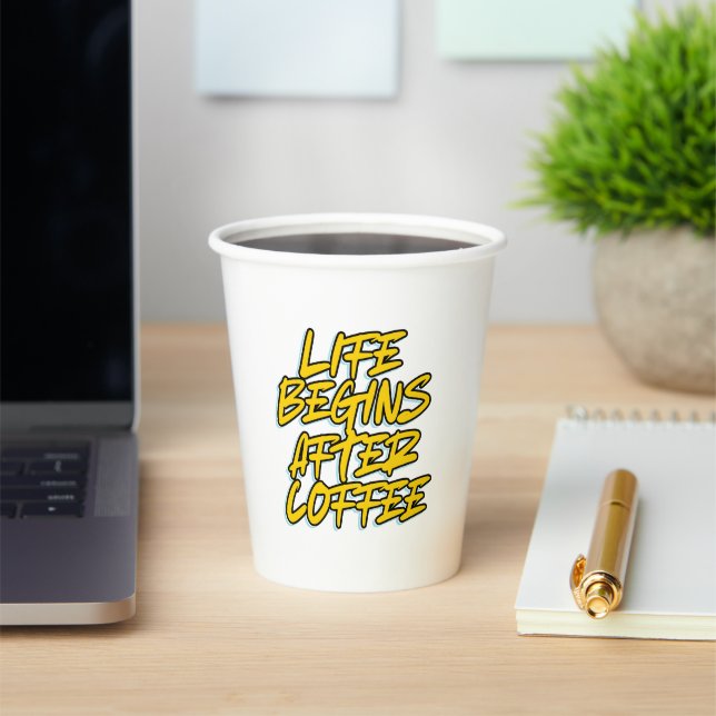 GOBELETS EN PAPIER LA VIE COMMENCE APRÈS LE CAFÉ (Insitu)