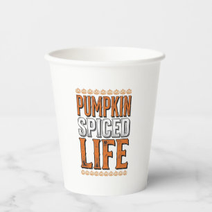 Gobelets En Papier La vie épicée de citrouille Typographie Halloween 
