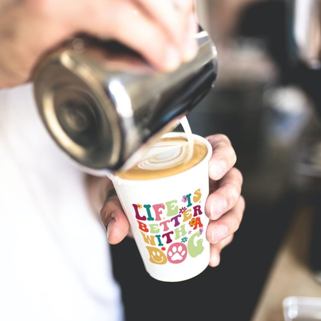 Gobelets En Papier La vie est meilleure avec un design typographique  (Créateur téléchargé)