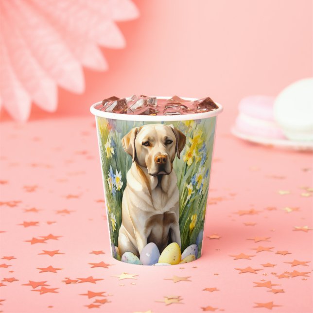 Gobelets En Papier Labrador avec œufs de Pâques (Insitu)