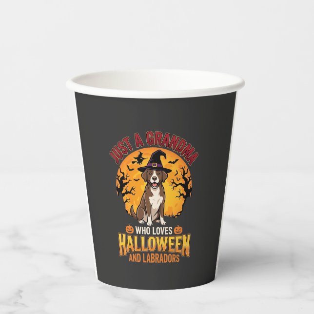 Gobelets En Papier Labrador Halloween Grand-mère Conception de chien_ (Recto)