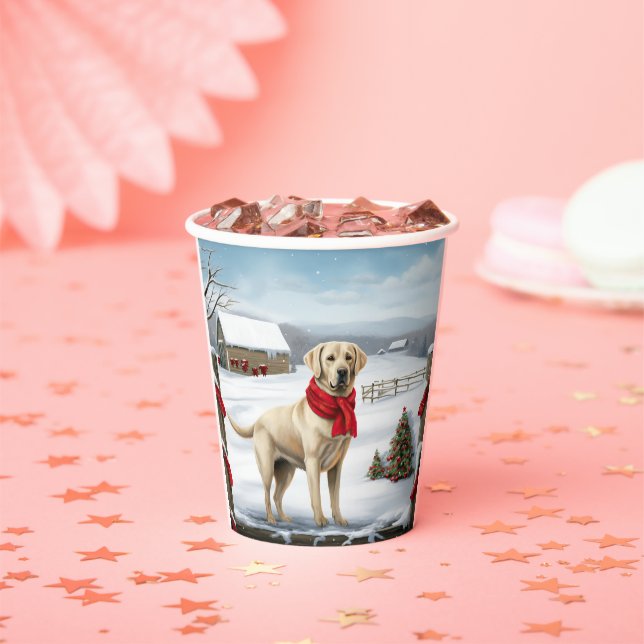 Gobelets En Papier Labrador Retriever Dog in Snow Christmas (Insitu)