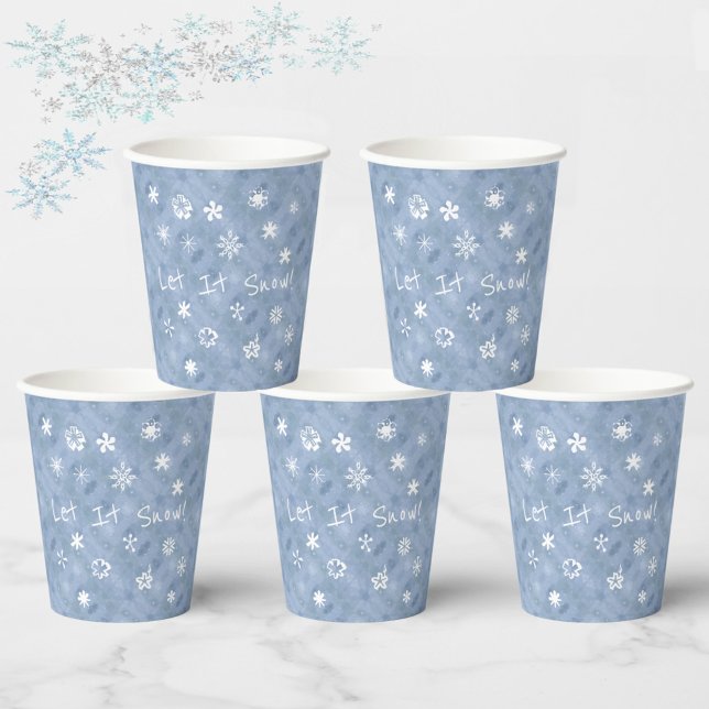 Gobelets En Papier Laisser Enneiger Fun Flakes Blue Winter Holiday (Créateur téléchargé)