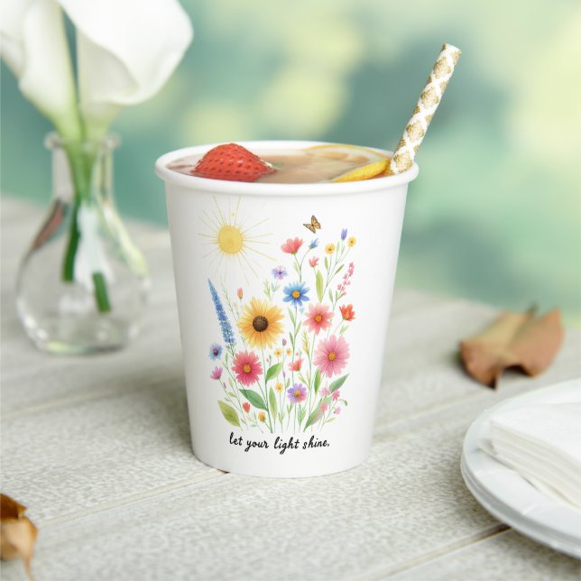 Gobelets En Papier Laissez-vous éclairer les fleurs et le soleil (Insitu)
