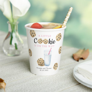 Gobelets En Papier Lait et biscuits Baby shower fille