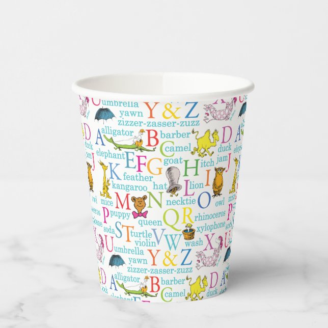 Gobelets En Papier L'alphabet du Dr Seuss avec des mots (Gauche)