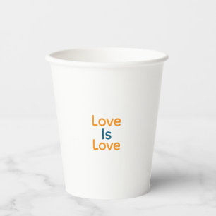 Gobelets En Papier L'amour est amour orange bleu coloré fierté LGBTQ 