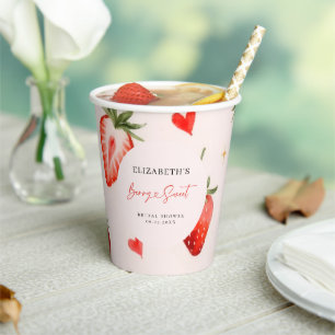 Gobelets En Papier L'amour est d'une douceur de fraise Thème de la do