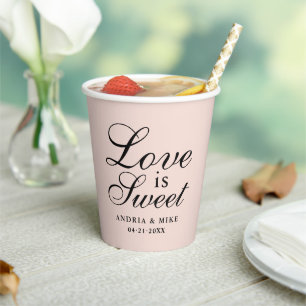 Gobelets En Papier L'Amour est une Élégante Fleur de Cerisier Mariage