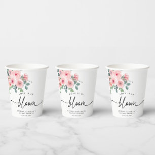 Gobelets En Papier L'Amour Floral Rose Est En Fête des mariées Fleuri