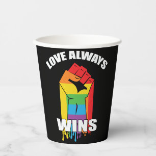 Gobelets En Papier L'amour gagne toujours Gay LGBT