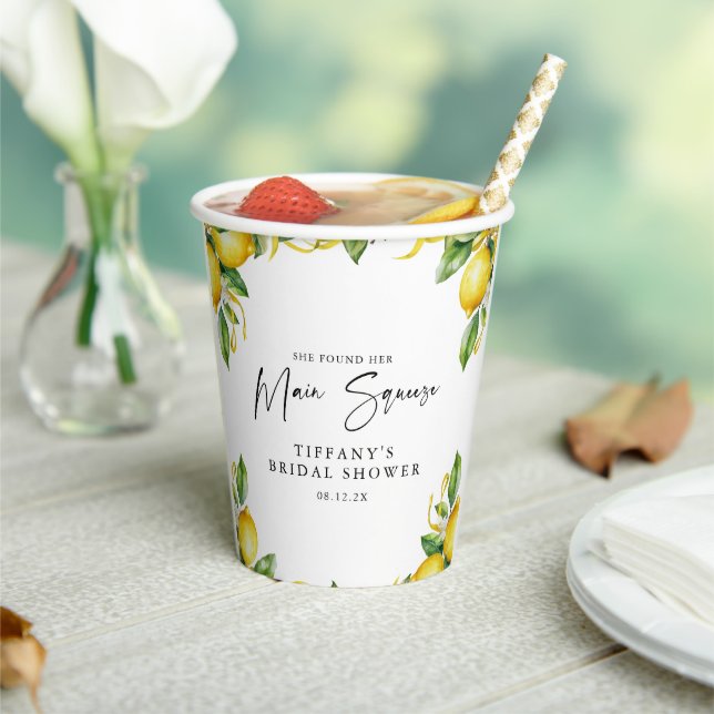 Gobelets En Papier Lancement de mariage Moderne Citron Citrus (Insitu)